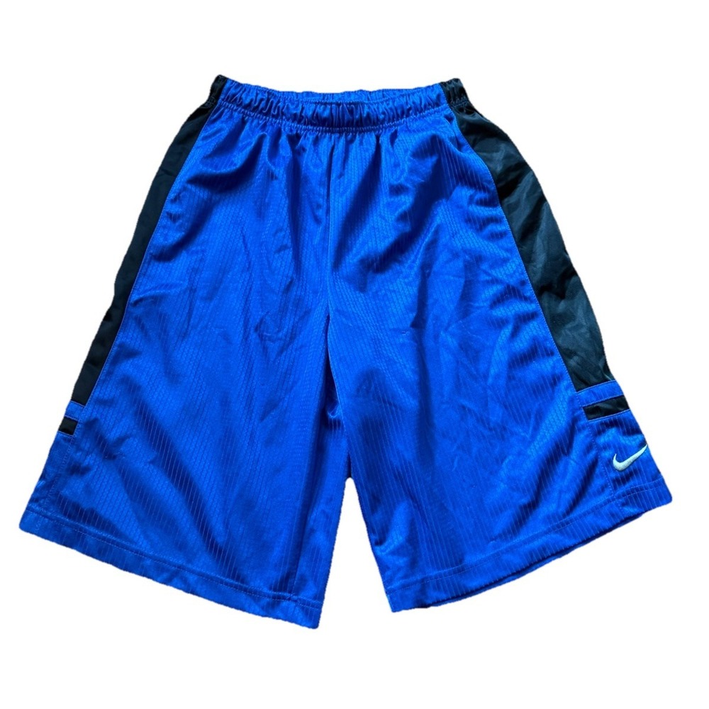 Nike Shorts Mens Large Blue Black Swoosh Logo Basketball Gym Activewear